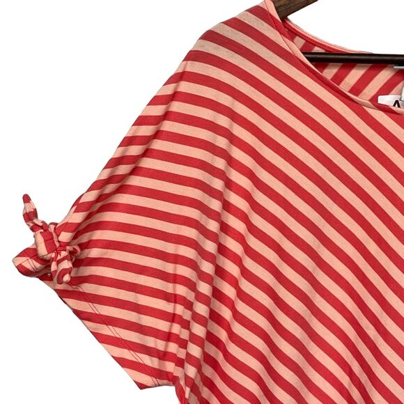 Catherines Shirt Top Women Size 1X Orange Stretch Striped Dolman Short Sleeve - Picture 5 of 12